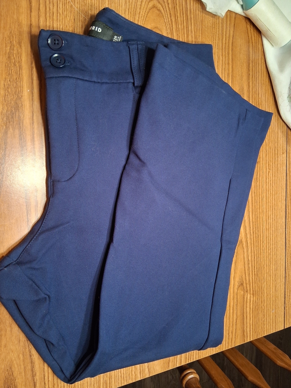 Torrid Dark Blue Slim Stretch Trousers with Dual Buttons
